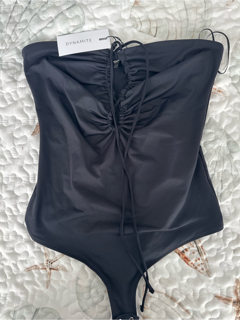 Dynamite Black Ruched Front Kids One-Piece